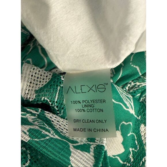 Alexis Green & White Floral Long-Sleeve Ruffle Romper SZ L - Picture 11 of 12